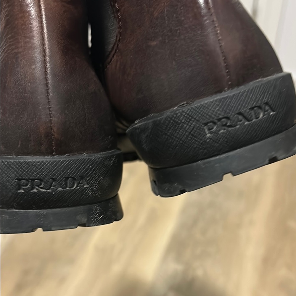 Prada Men's Dark Brown Leather Boots